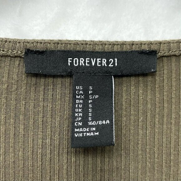 Forever 21 Dress Women's Sz S Olive Green Knit Bodycon Square Neck Tie Front - Picture 8 of 11